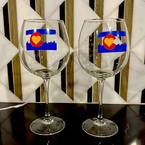 Colorado flag wine glasses with stem - set of two